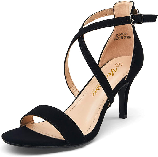 Women's Cross Straps Heeled Sandals | Vepose