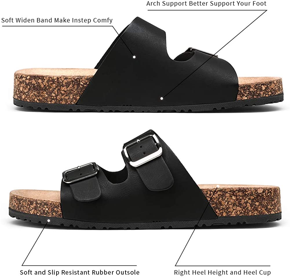 Women's Adjustable Cork Footbed Slippers | Jeossy