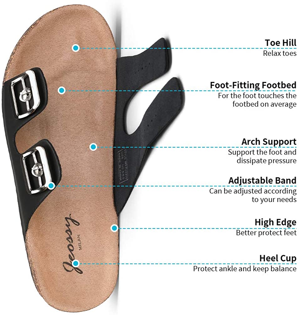 Women's Adjustable Cork Footbed Slippers | Jeossy