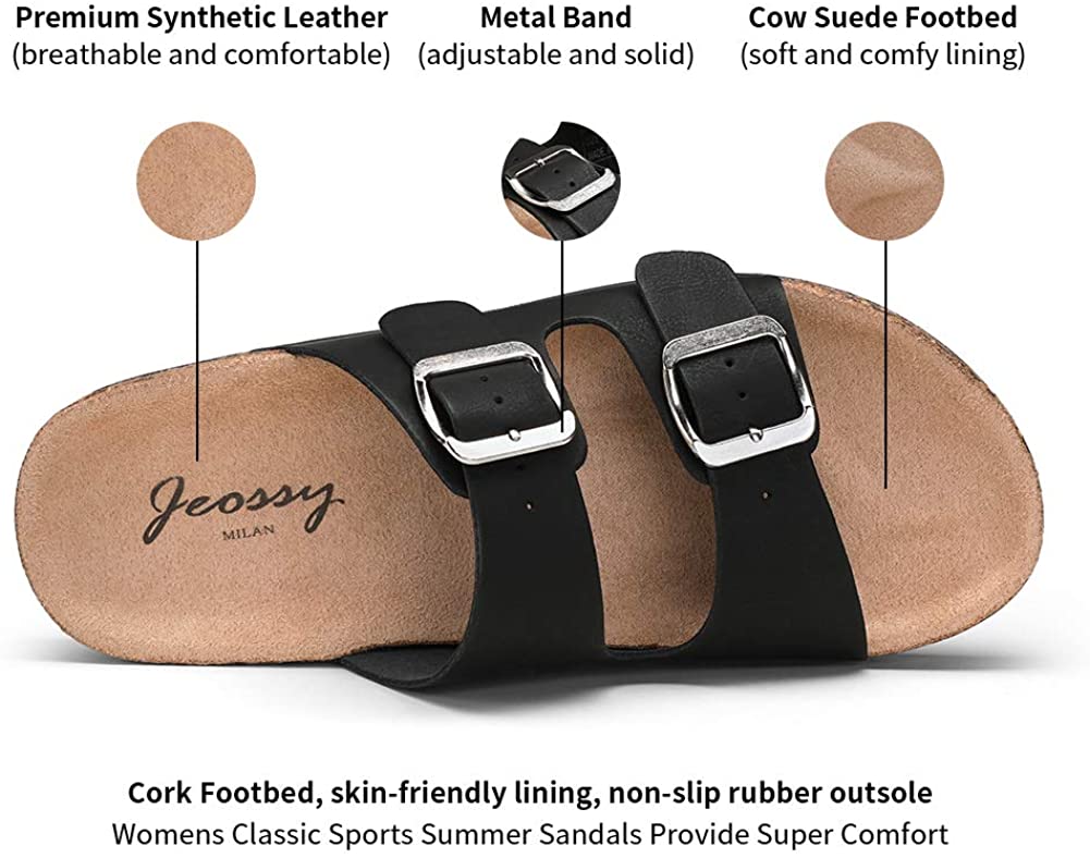 Women's Adjustable Cork Footbed Slippers | Jeossy