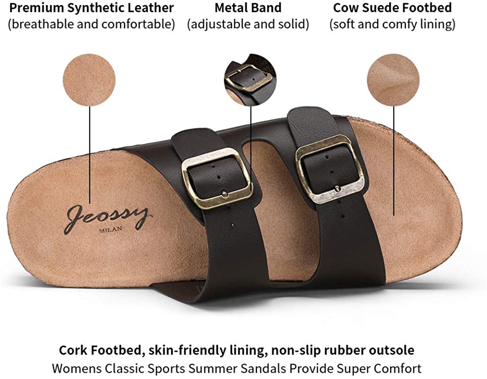 Women's Adjustable Cork Footbed Slippers | Jeossy