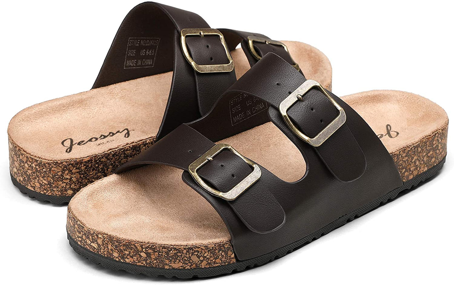 Women's Adjustable Cork Footbed Slippers | Jeossy